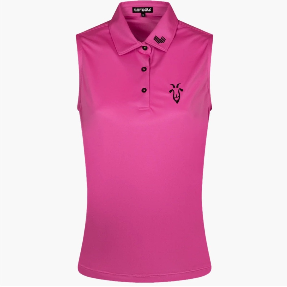 LIV Golf RANGEGOATS GC | WOMEN'S SLEEVELESS LOGO POLO Pink Size Medium